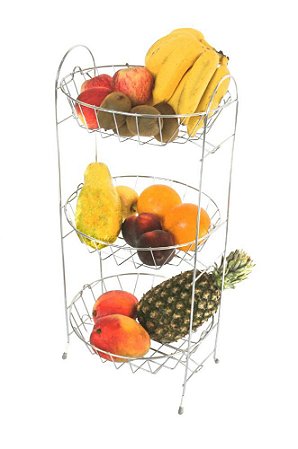 Fruteira De Chão Organizadora  3 Andares Aço Cromado 1048 Madefer