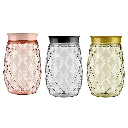 Pote Plástico Organizador Cristal Colors 2 L 20x9Cm C/ Tampa
