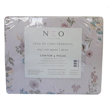 Jogo de Cama King Plum Essencial 180 fios 100%Algodão 4Peças