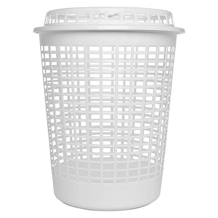 Cesto de Roupa Suja Para Banheiro 60 Litros Chique Branco