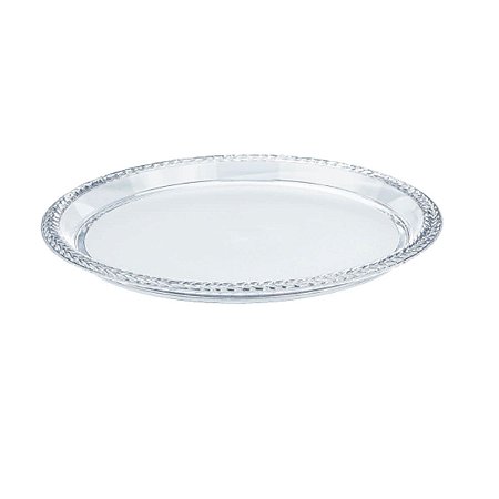 Bandeja Redonda Decorativa Trançada Cristal Grande 32,5CM