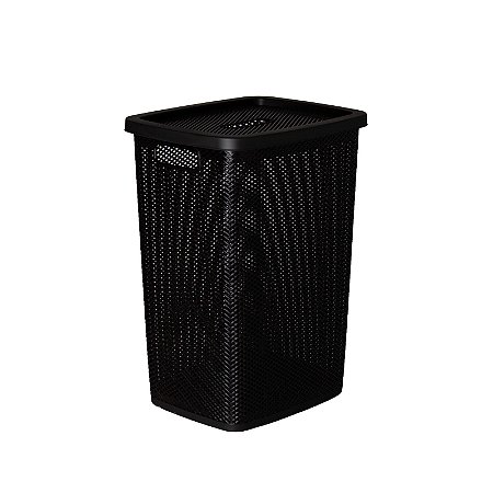Cesto de Roupas 40 Litros Com Tampa Linea Preto 52 Cm
