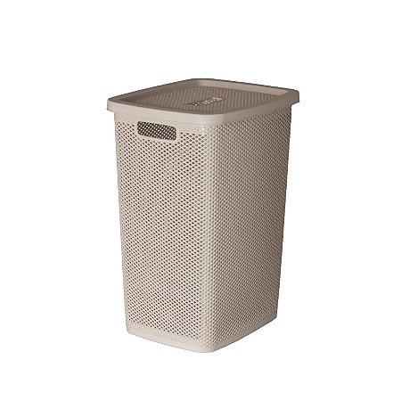 Cesto de Roupas 40 Litros Com Tampa Linea Creme 52 Cm