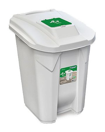 Lixeira Cesto Grande 120 Litros Com Tampa Click Branca