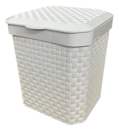Lixeira Pia Rattan Branca Cozinha C/Tampa Multiuso 05 Lts