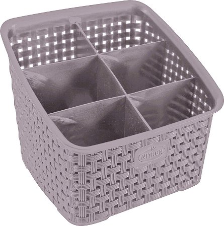 Organizador Multiuso Rattan Com 6 Divisórias Cinza Nitron