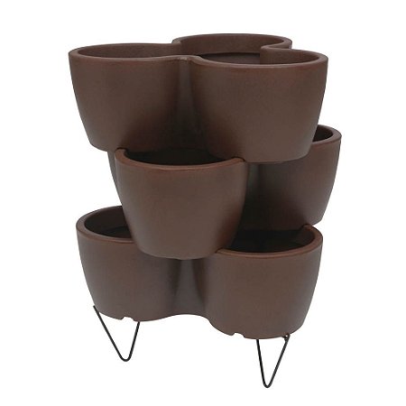 Kit 3 Vasos Horta Vertical 44x16 Cm Com Suporte Rusty Vasart