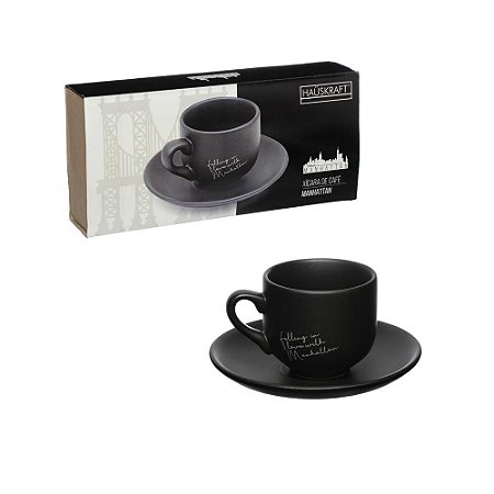 Jogo 6 Xicaras Para Café da Manhã 9 ML  Estampada Preta