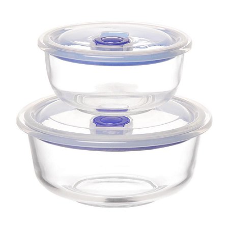 Conjunto de Potes Herméticos Com Saída de Ar 650ML e 350ML
