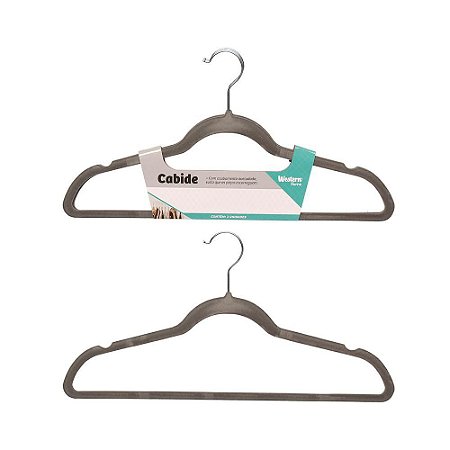 Jogo Com Dois Cabides  Aveludados  Grande 45 CM Cinza