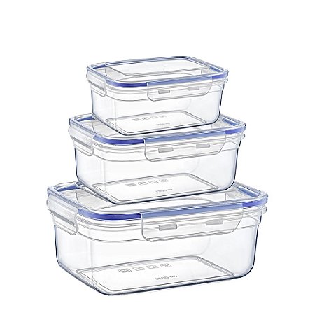 Conjunto de 3 Potes Herméticos de Plástico 400/800/1400 ML