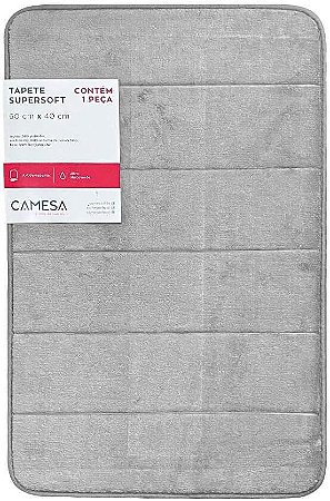 Tapete de Banheiro Super Soft 60x40 Macio Cinza Camesa