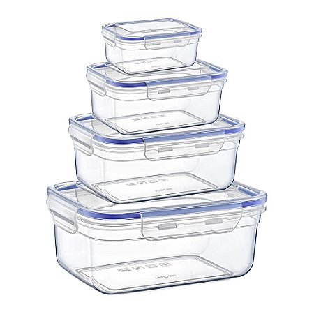 Conjunto de 4 Potes Herméticos Plástico 400/800/1400/2300 ML