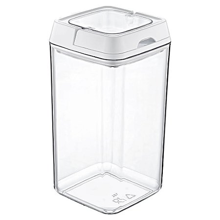 Pote de Acrílico Hermético Quadrado Tampa 1,5 Litros Branco