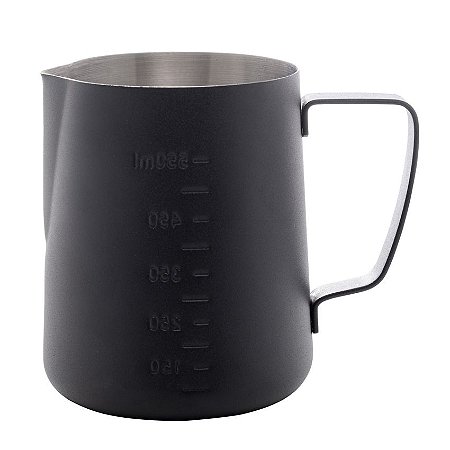 Leiteira Com Medidor de Aço Inox Preta 600ml Moderna Lyor