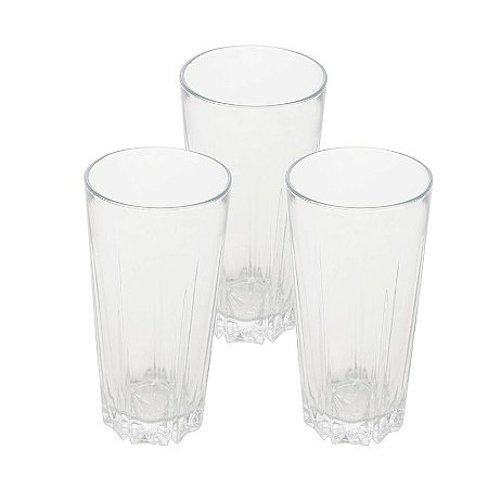 Conjunto 3 Copos Altos de Vidro Karat 350ml 14,5x7,5Cm Lyor