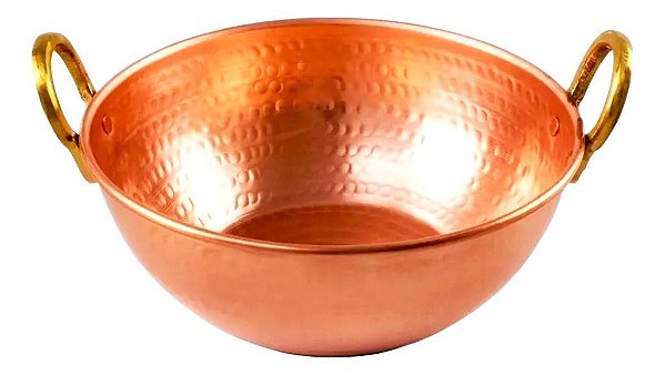 Tacho De Cobre Puro 3 Litros Multiuso Com Alça De Bronze