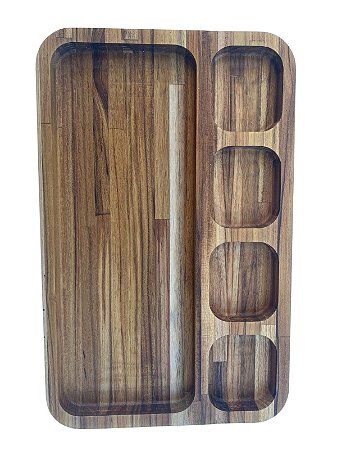 Bandeja Gamela Teca G com 5 Divisórias 44x28x3,5cm 112 Pelozatto