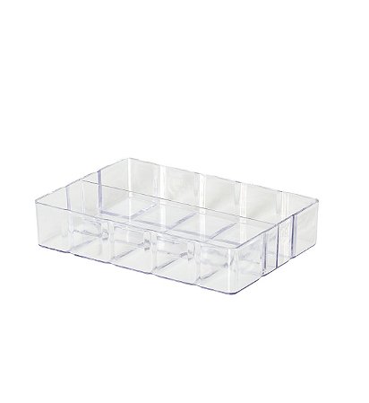 Bandeja Bisotê Transparente Com 1 Divisória 22x15x4,5Cm