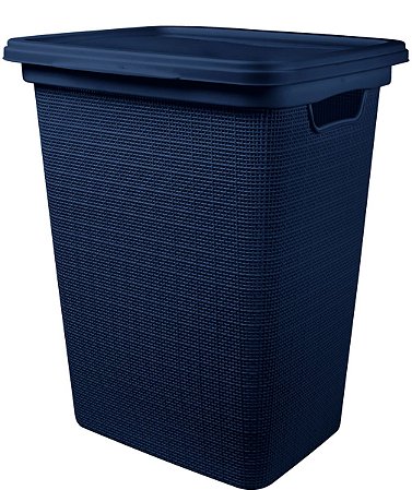 Cesto de Roupas 45 Litros Juta Azul Com Tampa 43x35x52CM