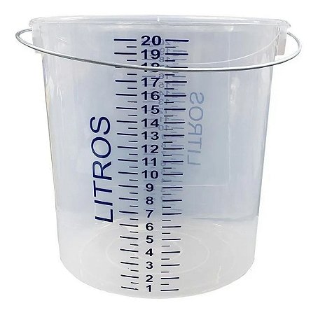 Balde Graduado Plástico Transparente 20 Litros Alça Ferro