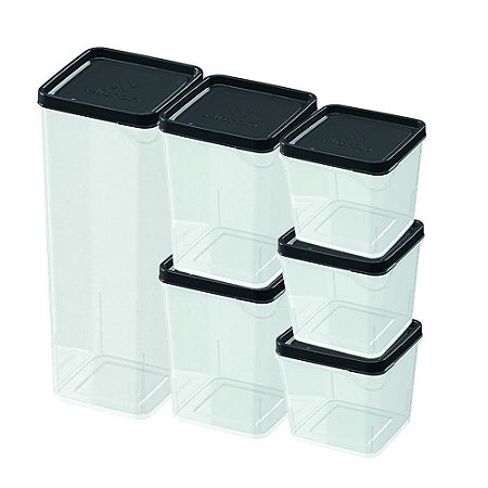 Kit 6 Potes Modulares Porta Mantimentos Plástico Bpa Free