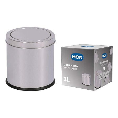 Lixeira Com Tampa Basculante Inox 3 Litros Multiuso Mor