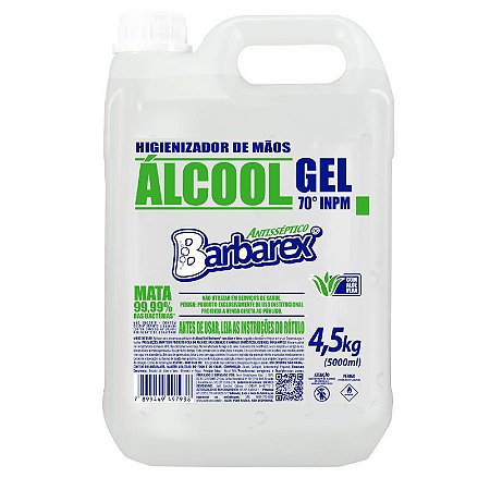 Alcool em Gel Higienizador de Mãos Aloe Vera 70 INPM 4,5Kg