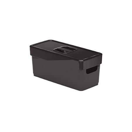 Organizador de Armário Pequena Com tampa Preto 24x11x10Cm