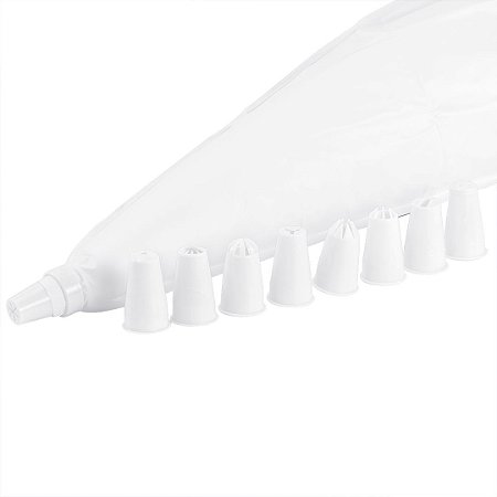 Kit 9 Bicos de Confeitar Decorar + Saco Confeiteiro Branco