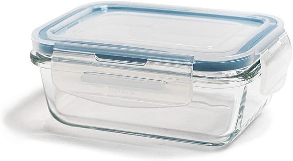 Potes de Vidro Retangular C/ Tampa e Travas Hermética 1040ml