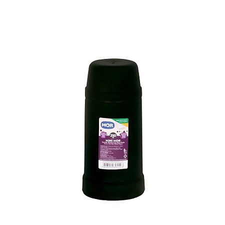 Mini Garrafa Térmica Preta 250 Ml Com Tampa e Ampola d Vidro