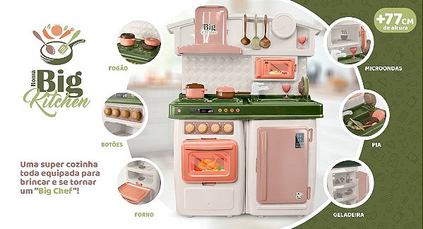 Cozinha Completa Infantil Fogão Acessórios Big Kitchen Roma