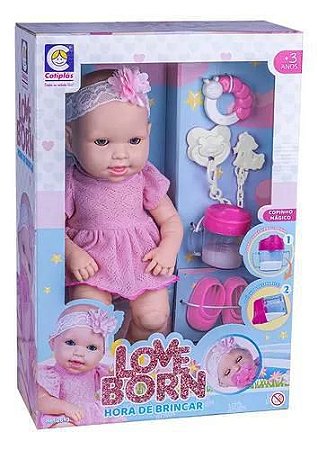 Boneca Love Born Hora de Brincar C/ Acessórios 35Cm Cotiplas