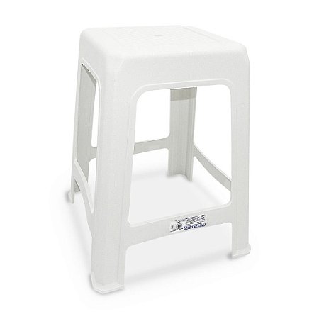 Banqueta Banquinho Adulto Branca 100 Kg 45x32Cm Injeplastec