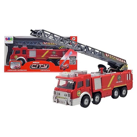 Caminhão de Bombeiro Mega City Com Luz Som e Solta Água 28CM