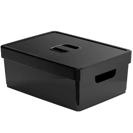 Organizador de Armário Grande Preta C/ Tampa 35x26x14 Cm