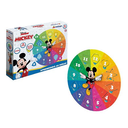 Relógio do Mickey Aprendendo as Horas 13 Pçs Madeira Xalingo