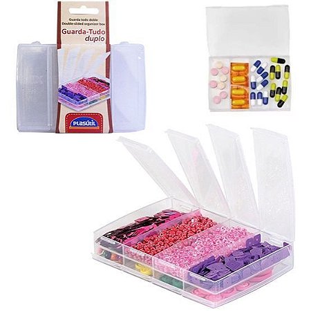Organizador Guarda Tudo Duplo 4x4 Com Tampa Transparente