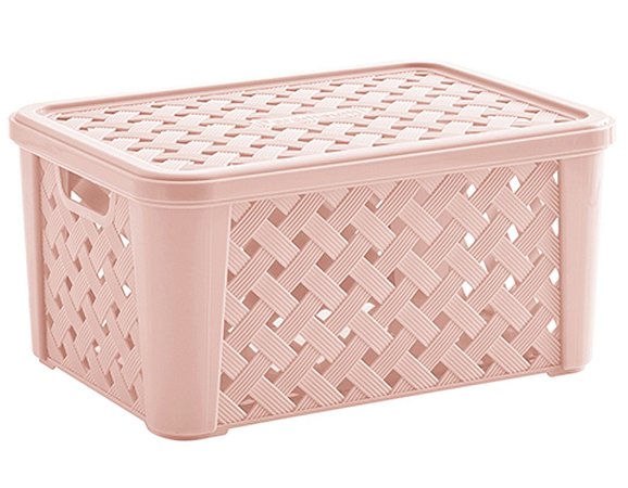 Caixa Organizadora RATTAN 5 litros C/Tampa 24x17x12cm Rosa 709 Paramount