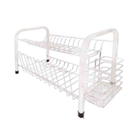 Escorredor de Louças Duplo Com Porta Talheres e Copos Branco