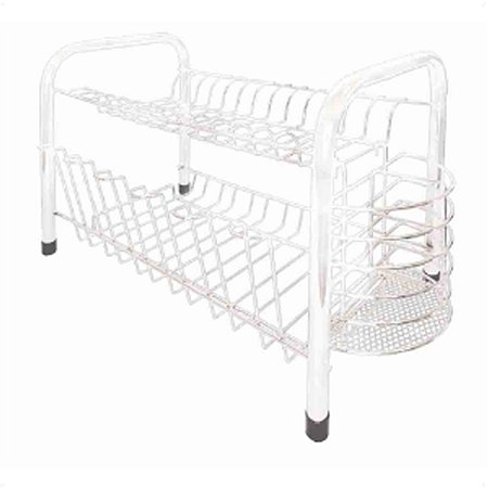 Escorredor de Louças Com Porta Talheres e Copos Branco Duplo