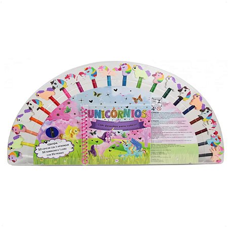 Kit de Colorir Livro de Unicórnios C/20 Lápis,20 Borrachas