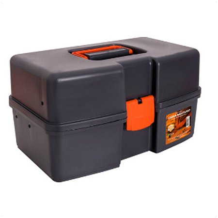 Caixa Com 3 Divisórias Sanfonadas Presto Cinza e Laranja