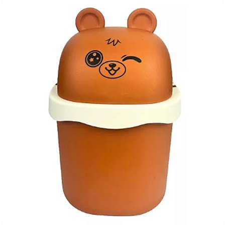 Lixeira Pequena 1,5l De Urso Marrom e Bege Porta Treco