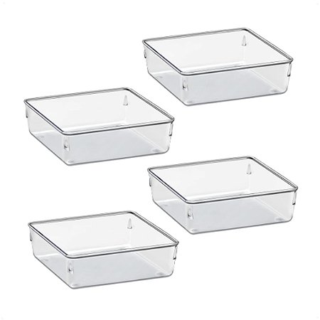 Kit 4 Potes Organizadores Quadrados Grandes Multiuso Modular