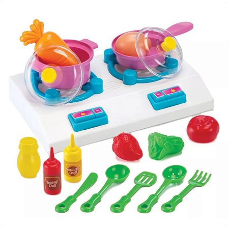 Fazendo Comidinha Divertida Infantil 16 Acessórios C/ Fogão PLAYDUO 3122