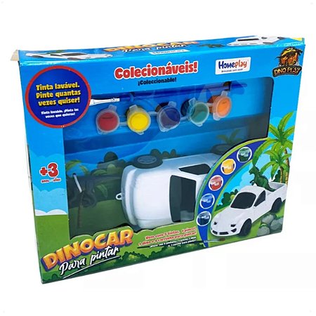 Carro Para Pintar + Dinossauro Com Tintas e Pincel Inclusos  PLAYDUO 6304