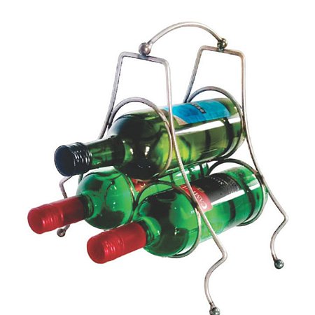 Suporte Porta 3 Garrafas de Vinho P/Mesa Sofisticado Cromado BREDAL BR0080-CR