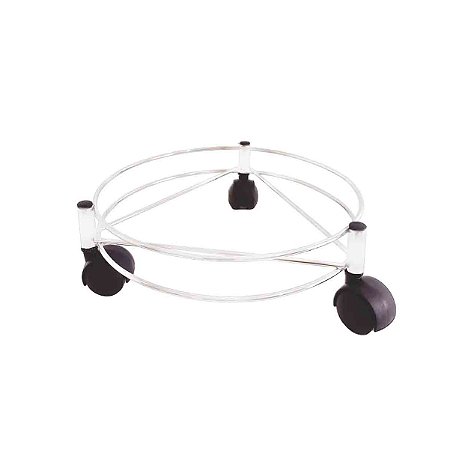 Suporte Para Botijão de Gás Pé Arame Tubo 5/8 Branco C/Rodas BREDAL  BR0030-BR